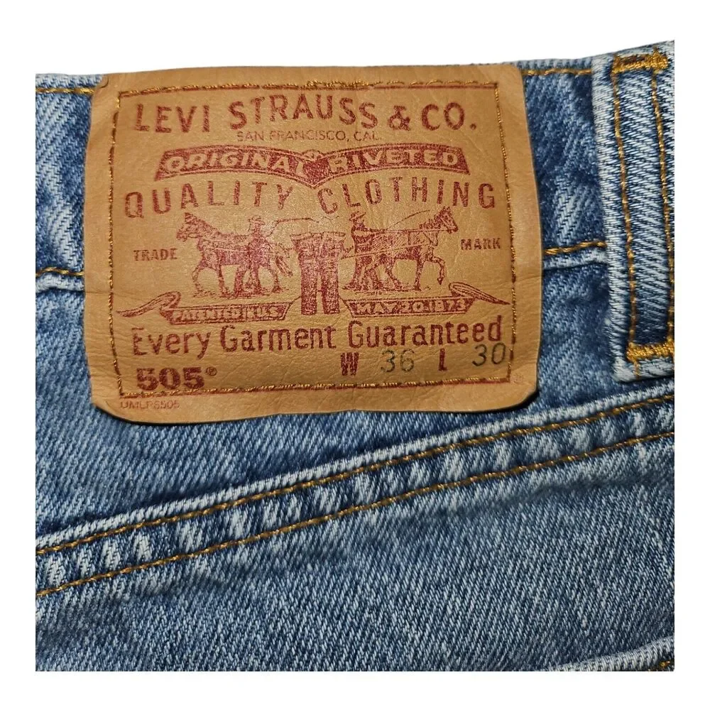 Vintage Levi's 505 Men's 36x30 Regular Fit Straight Leg Blue Denim 90's Grunge - Picture 10 of 10